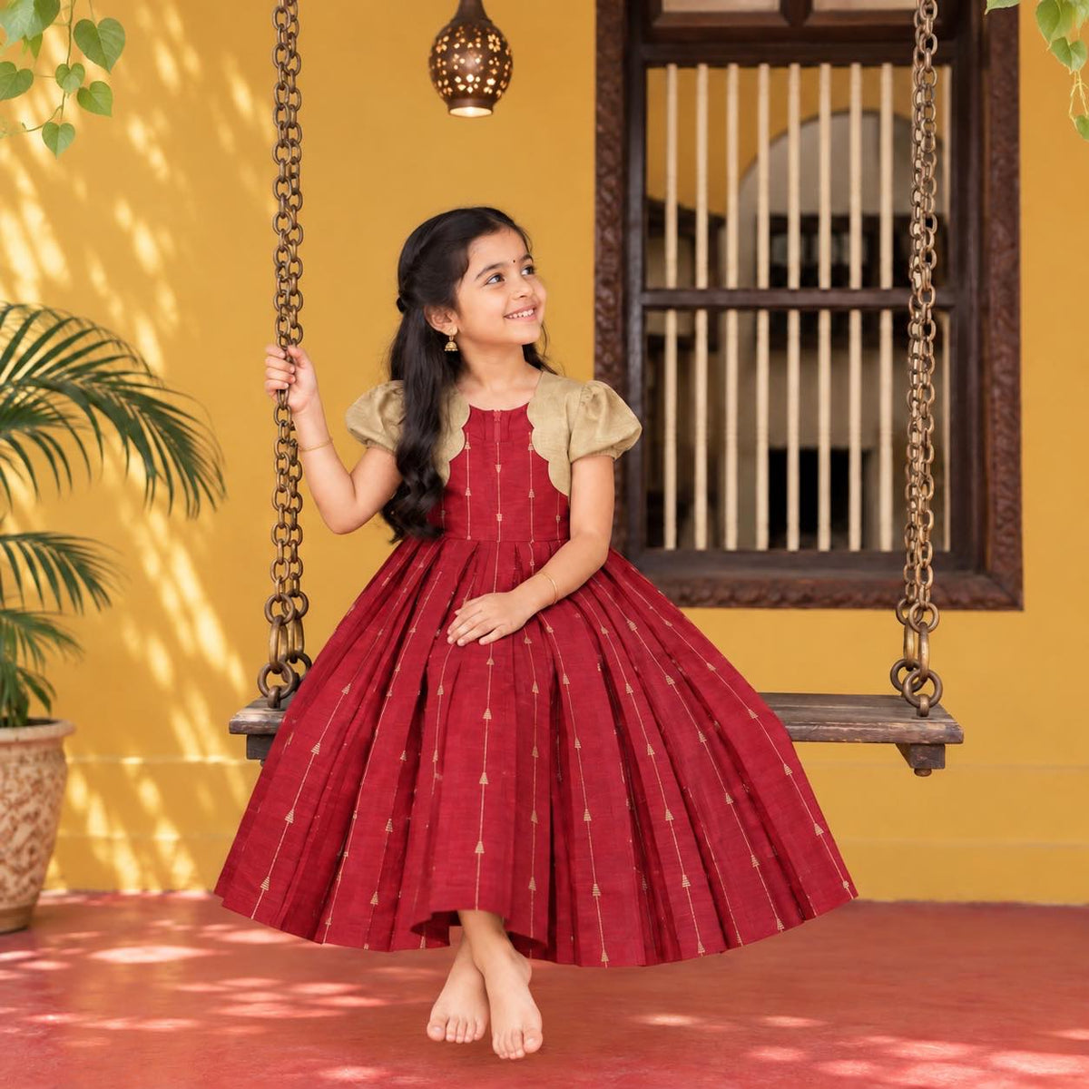 Ruby Gold Ethnic Frock