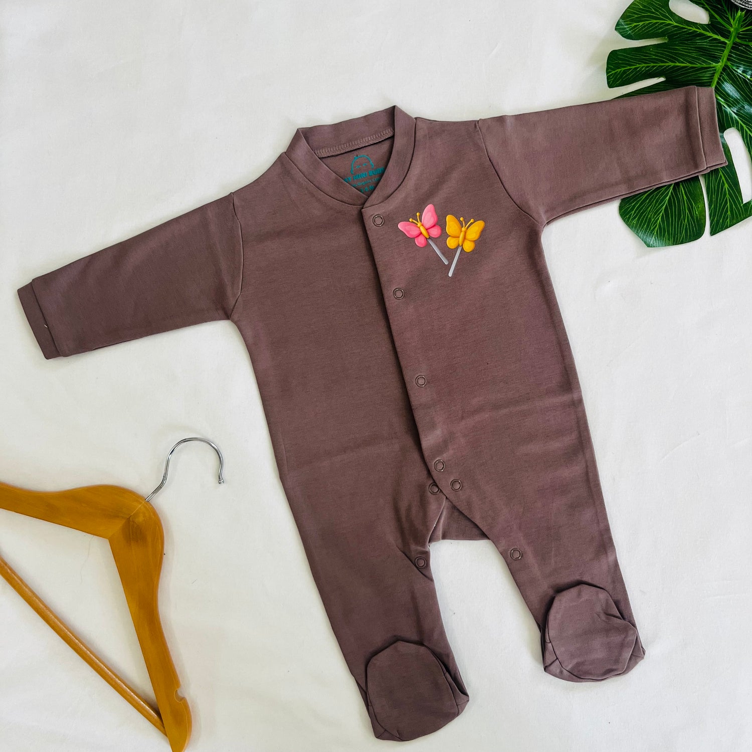 Grey Butterflyprint-Sleep Suit