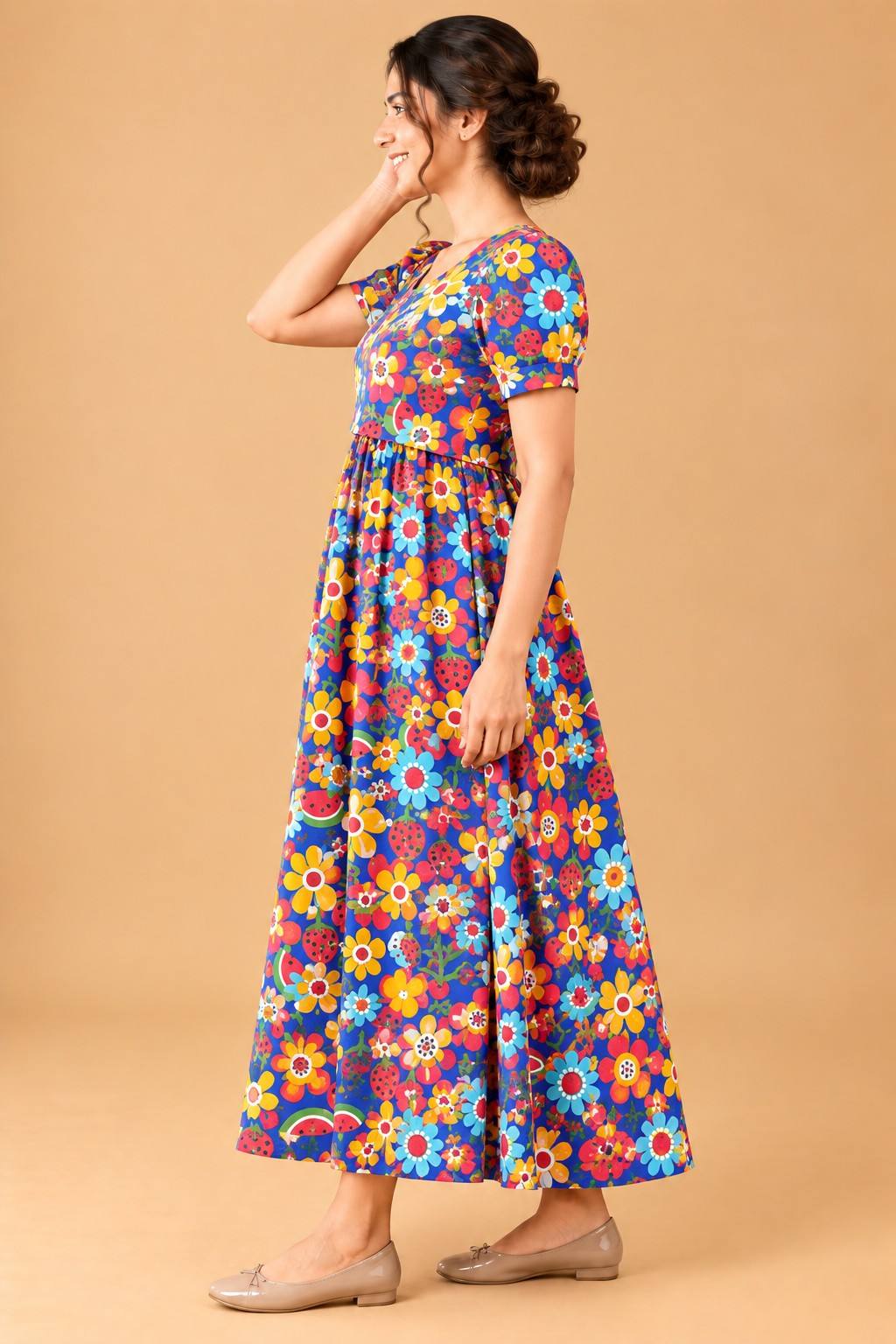 Color Flower Maternity Zipless Maxi.