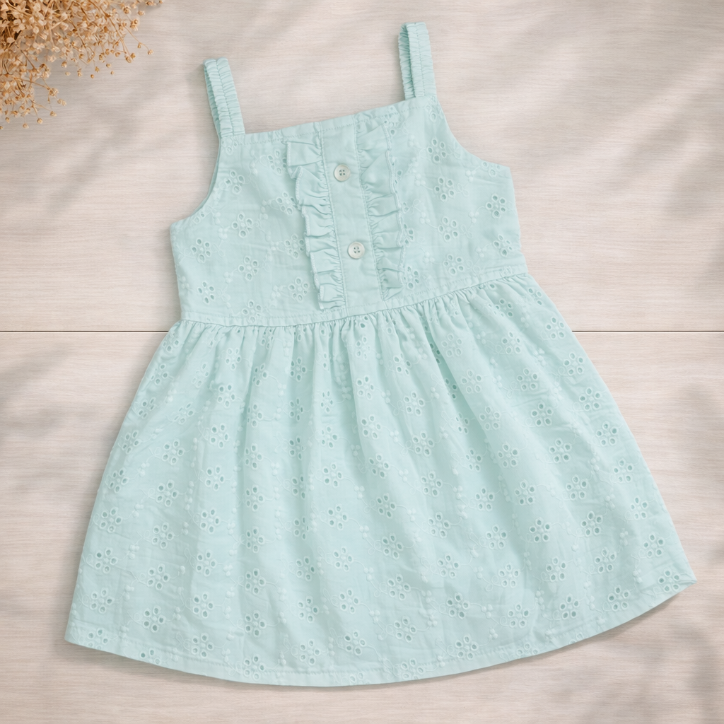 Hakoba Frock-White Blue
