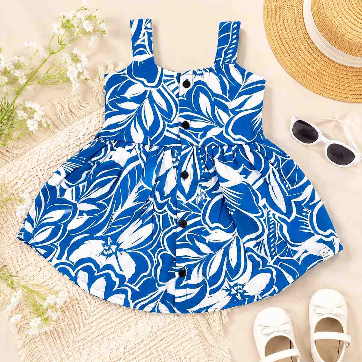 Blue & White Floral - Nila Frock