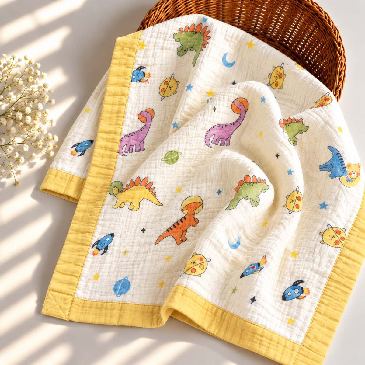 Space dion- 6 Layer Crinkle Muslin Baby Blanket - 110*110cm