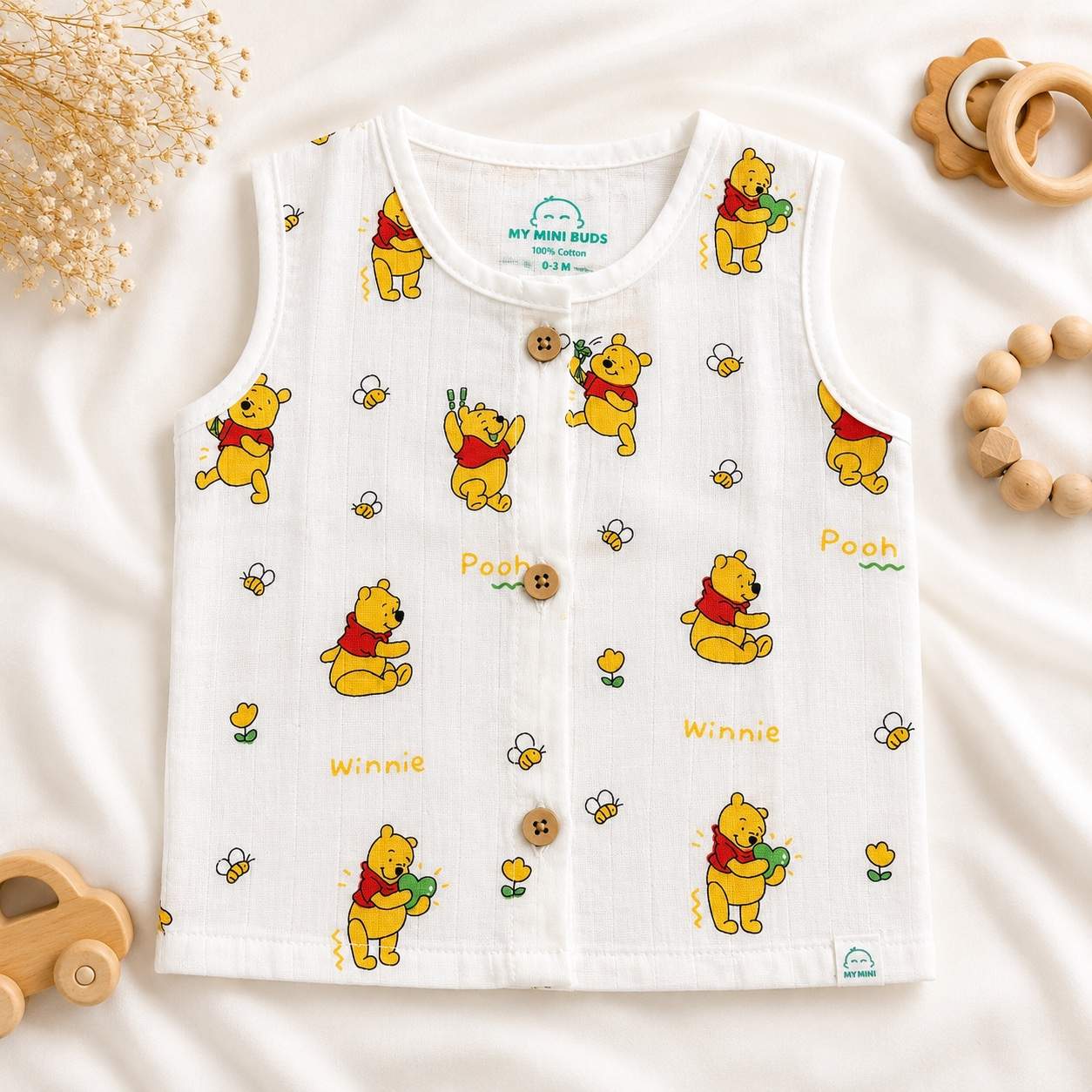 Muslin Button Jabla-Winnie the pooh