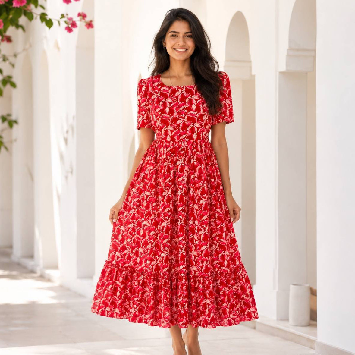 Floral Ruby Maternity & Feeding Dress