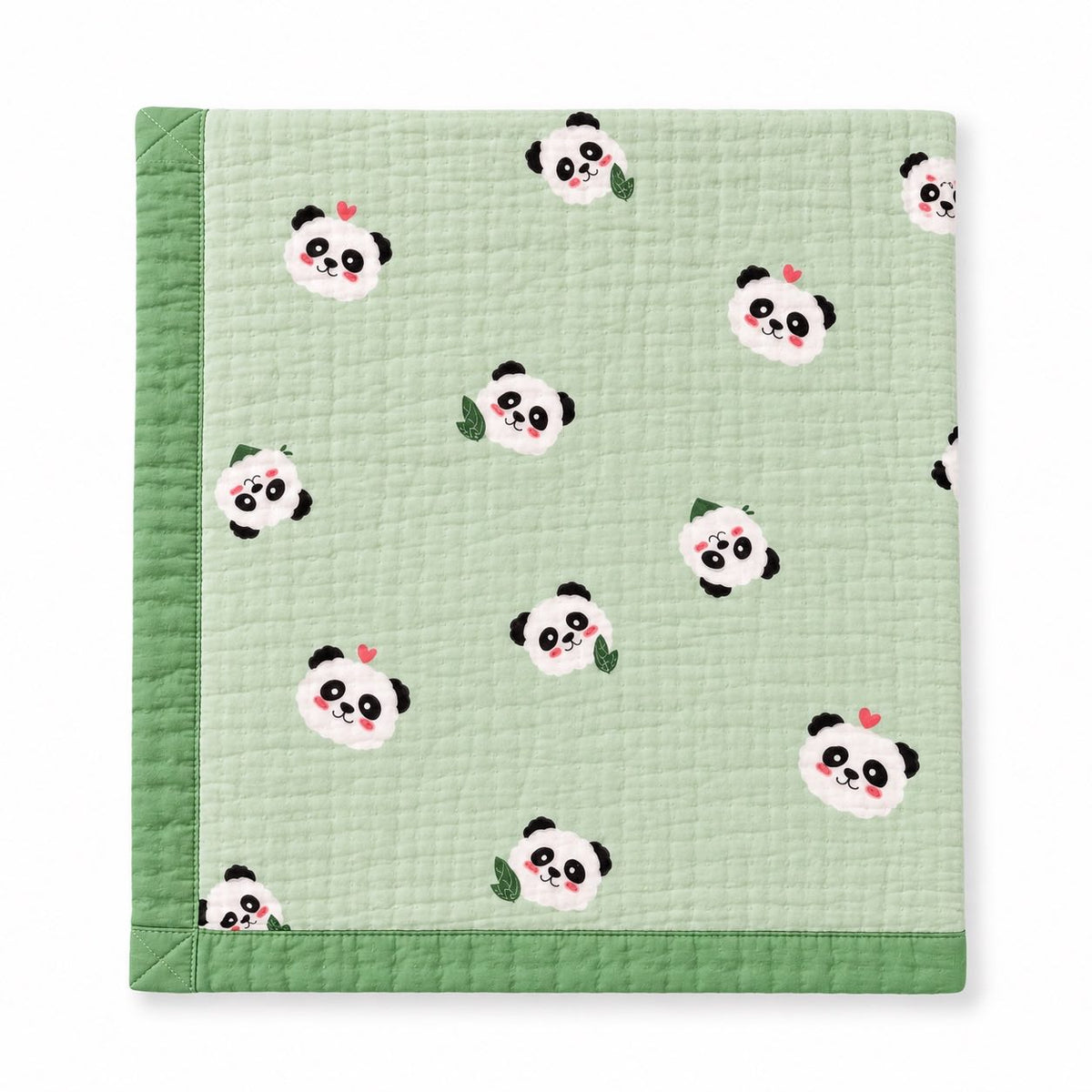Green Panda - 6 Layer Crinkle Muslin Baby Blanket - 110*110cm