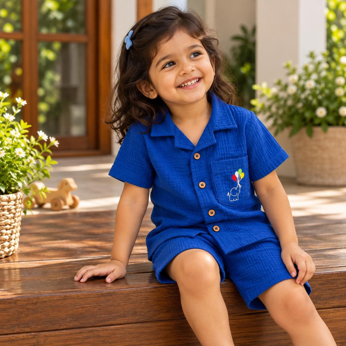 Cuban Collar- blue Co-ord Set