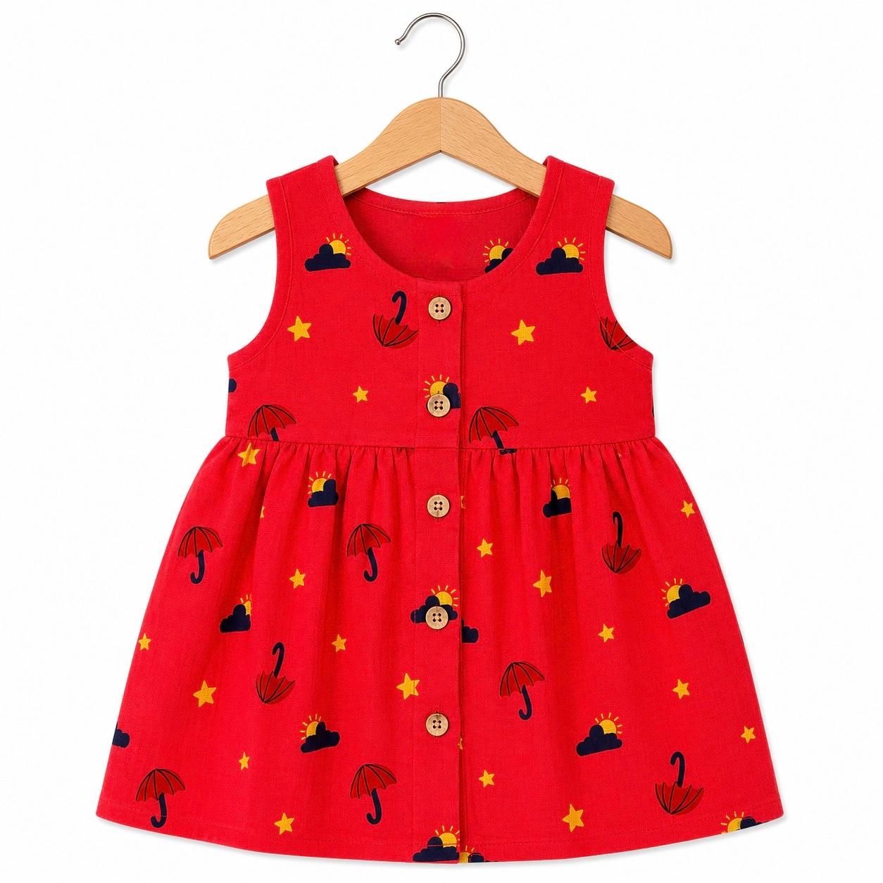 Sleeveless Frock- Red Umbrella