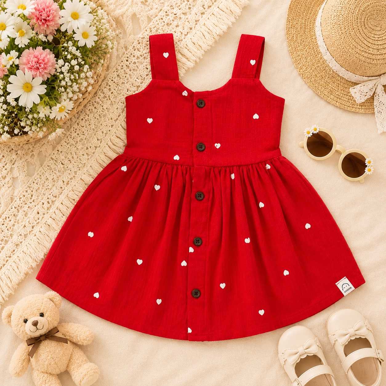 Red & White Heart- Nila Frock