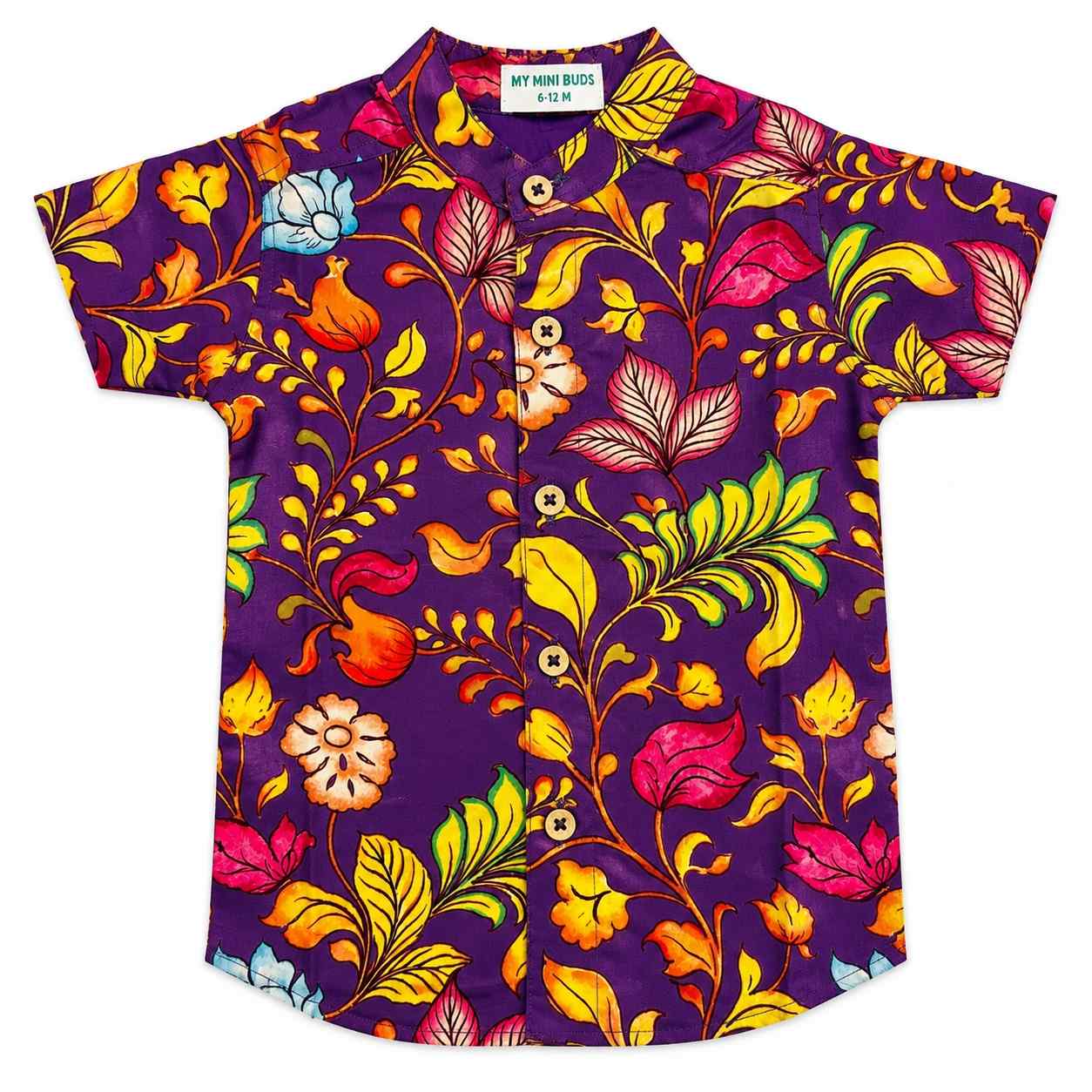 Kids Ethnic Shirt – Purple Floral