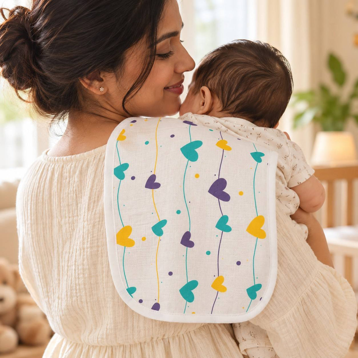 Muslin Burp Cloth - Purple Heart