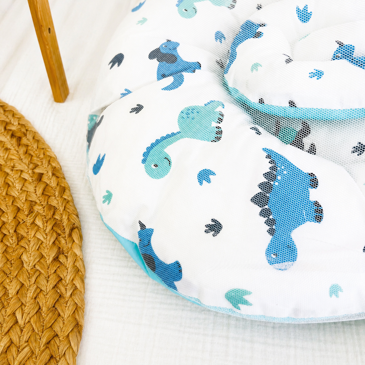 Blue Dino -New Born Bed with Net