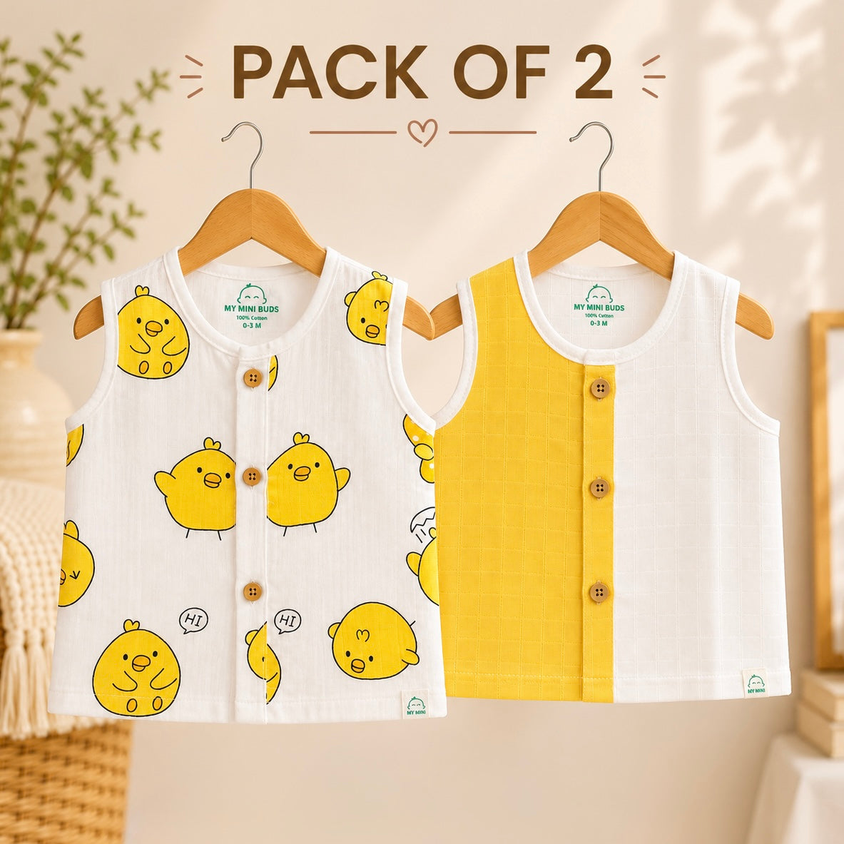 Yellow Colour Button Jabla-  Pack of 2