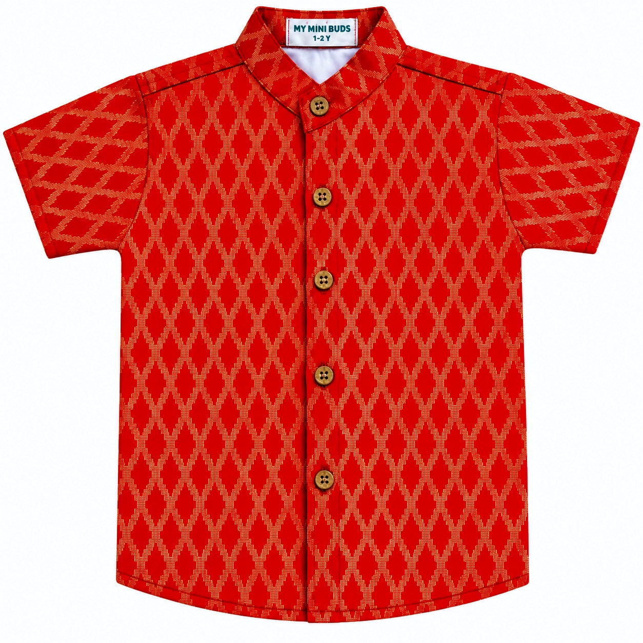 Kids Ethnic Shirt - Red Zari Maharaja Print (6-12M)