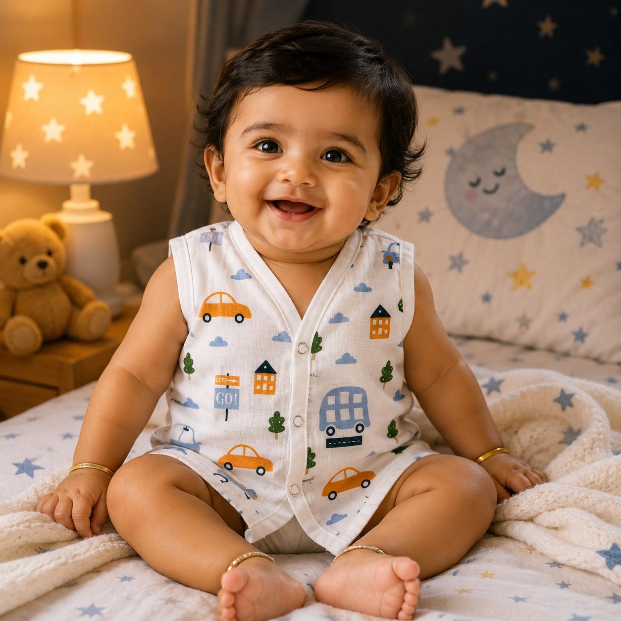 Muslin Snap Button Jabla- Lets Go