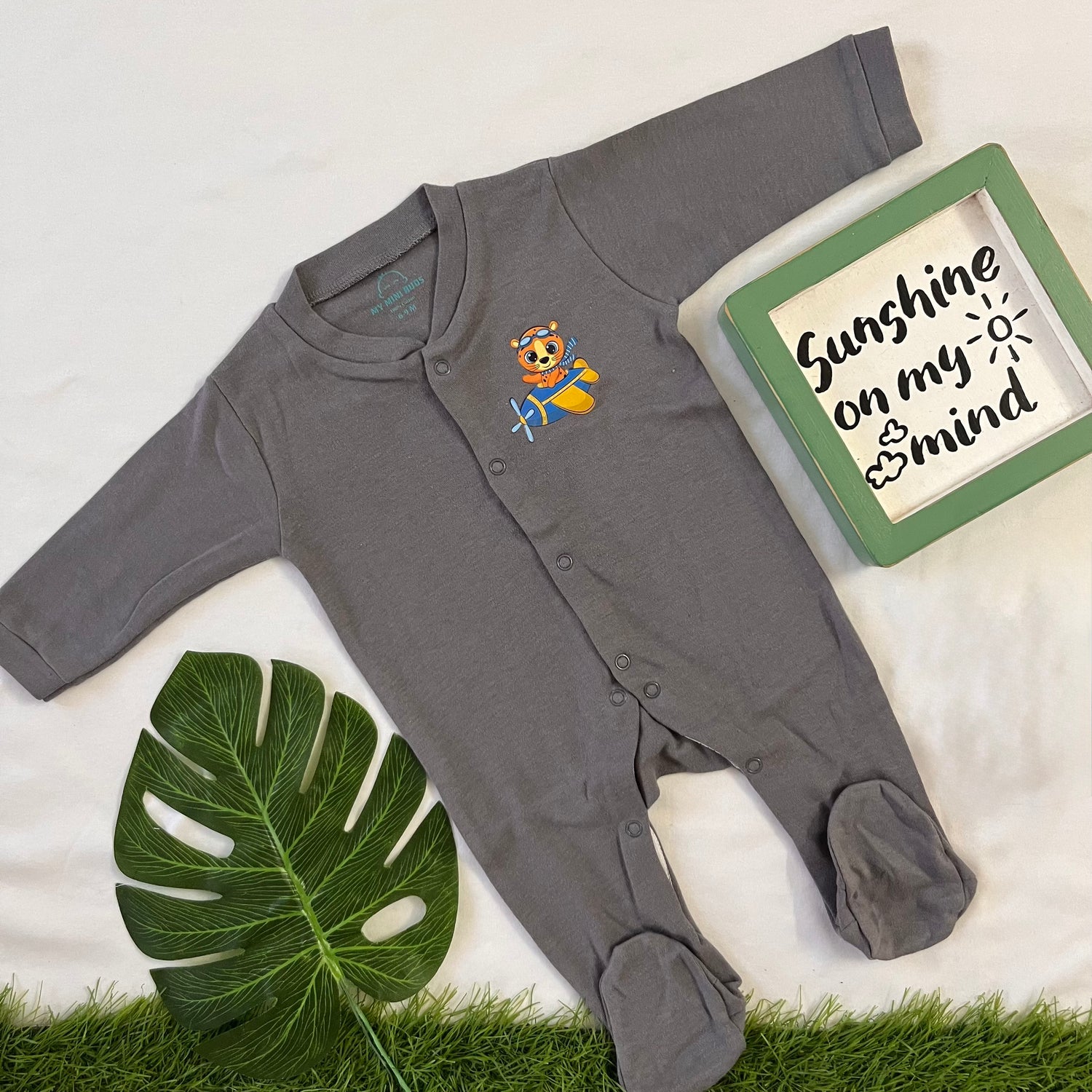 Grey Tigerprint -Sleep Suit