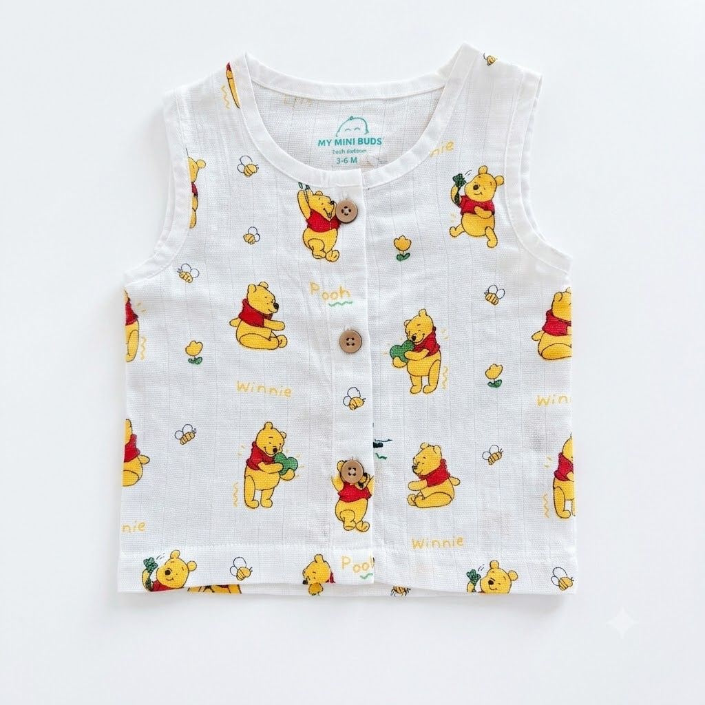 Muslin sleeveless jabla & shorts set- Winnie the Pooh