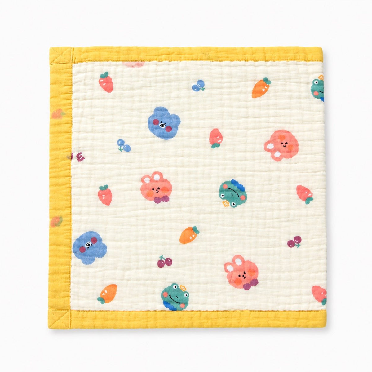Yellow frog- 6 Layer Crinkle Muslin Baby Blanket - 110*110cm