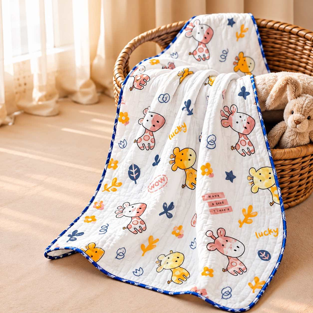 Giraffe -2 layer Blanket 85*85cm