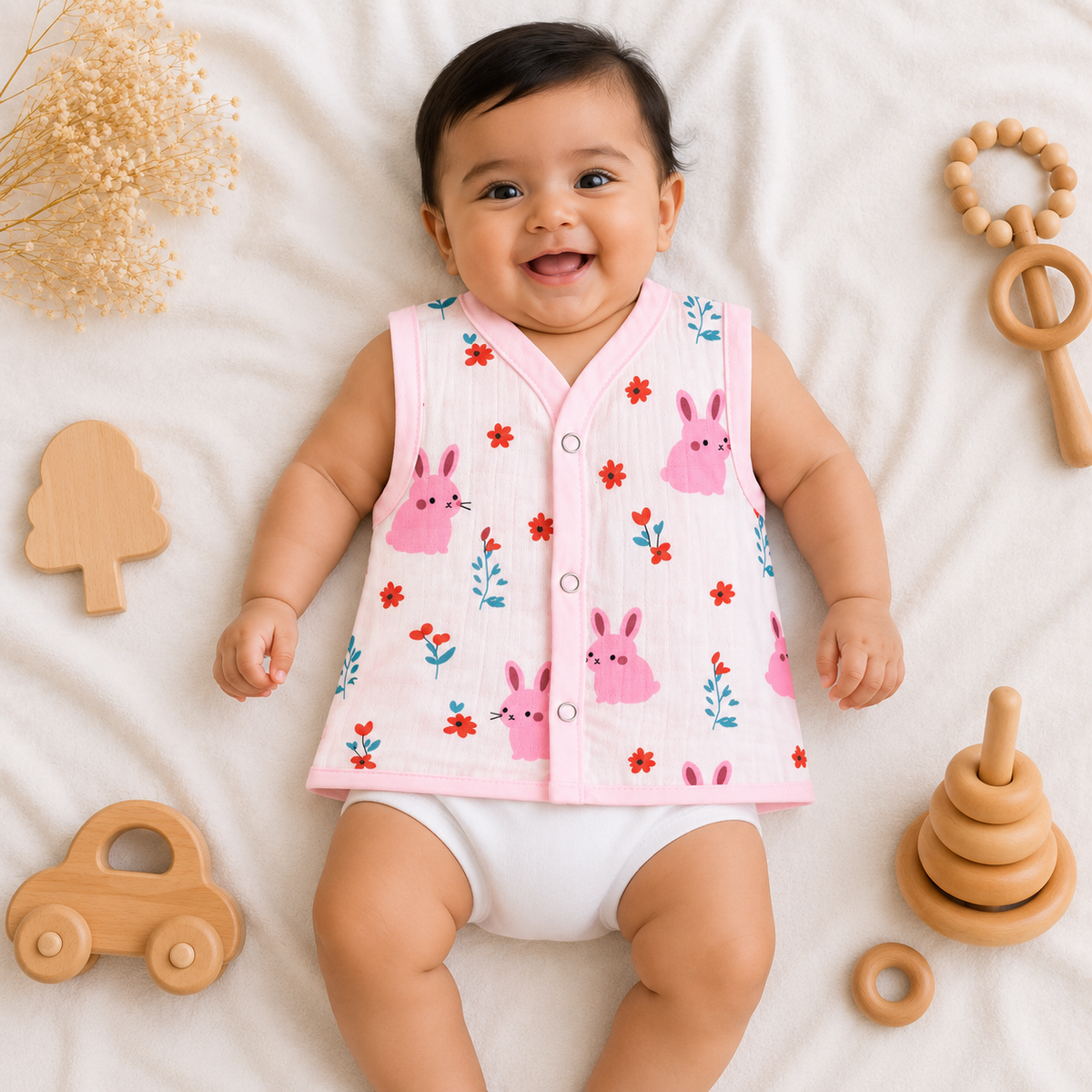 Muslin Snap Button Jabla- Rabbit