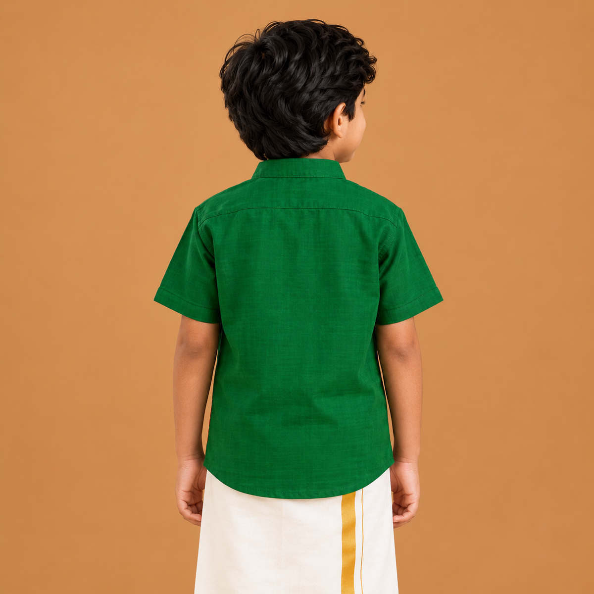Kids Ethnic Shirt - Green Pichawai