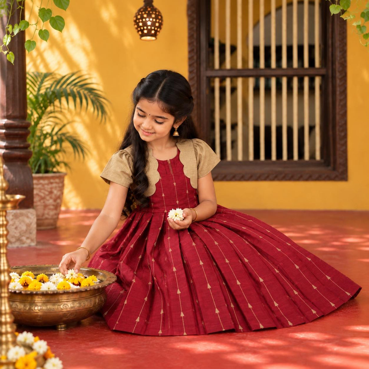 Ruby Gold Ethnic Frock