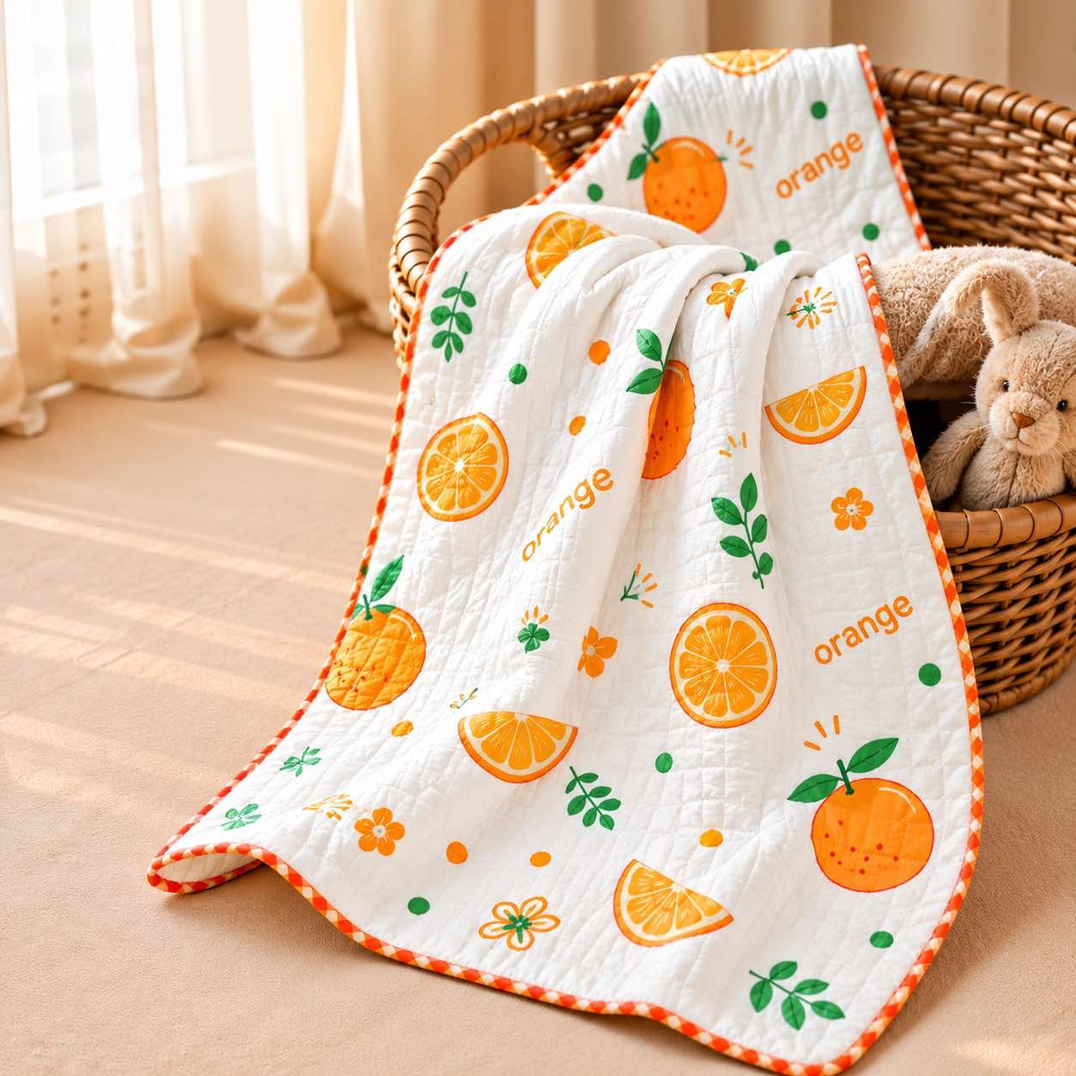 Orange -2 layer Blanket 85*85cm
