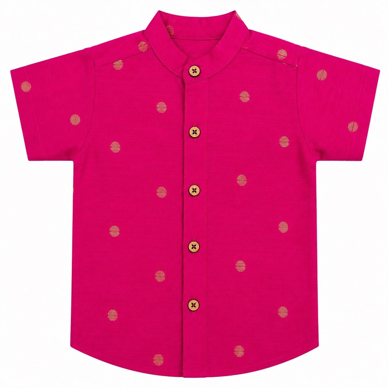 Kids Ethnic Shirt - Pink with Buttas