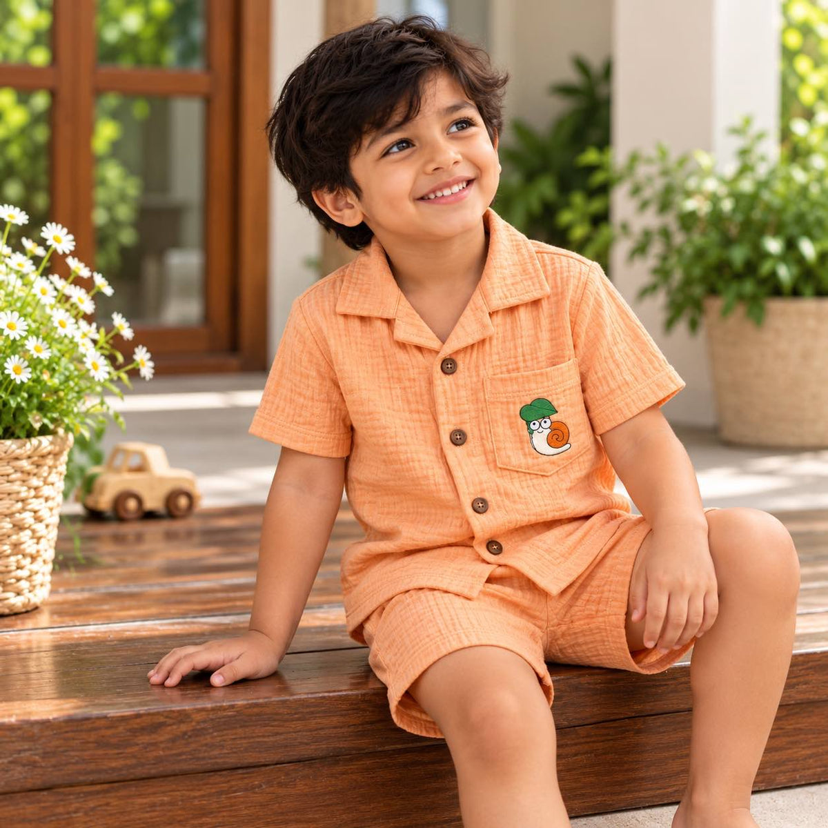 Cuban Collar- Orange Co-ord Set