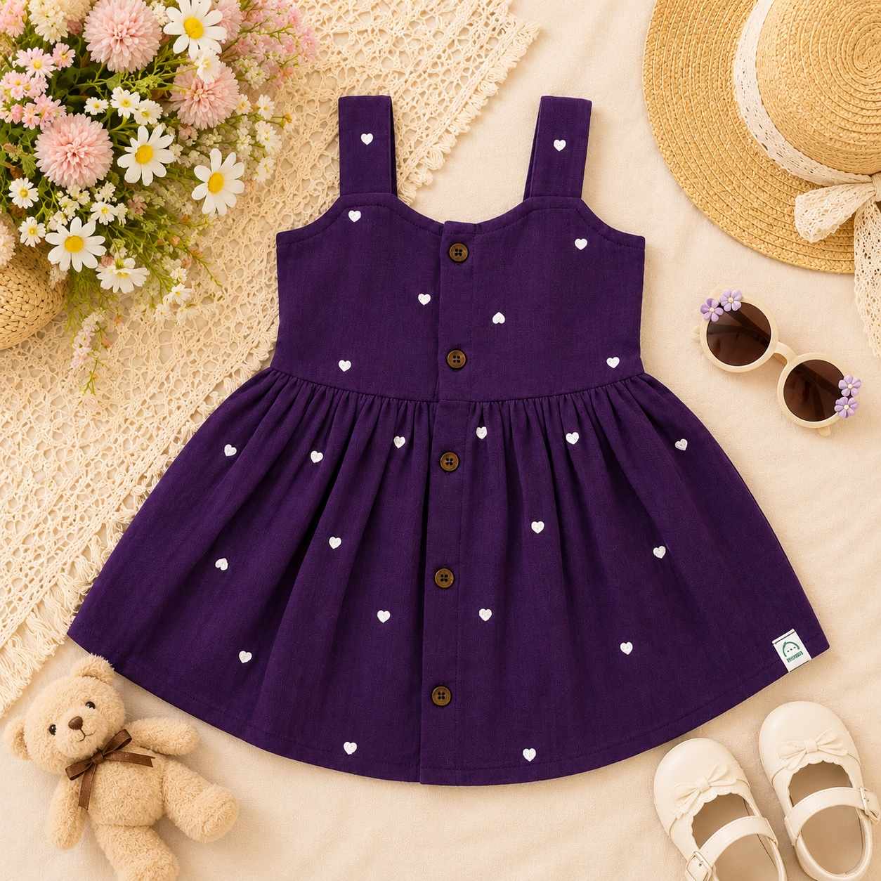 Purple & White Heart - Nila Frock