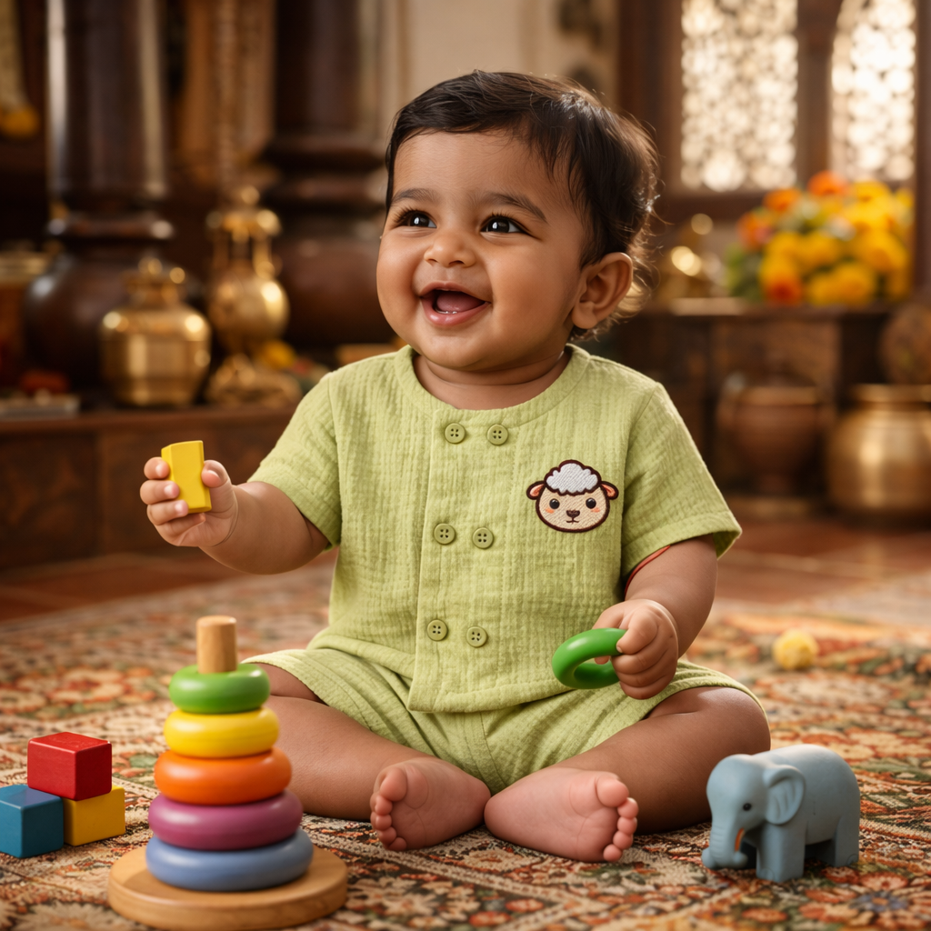 Muslin coords set-Crinkle- Sheep