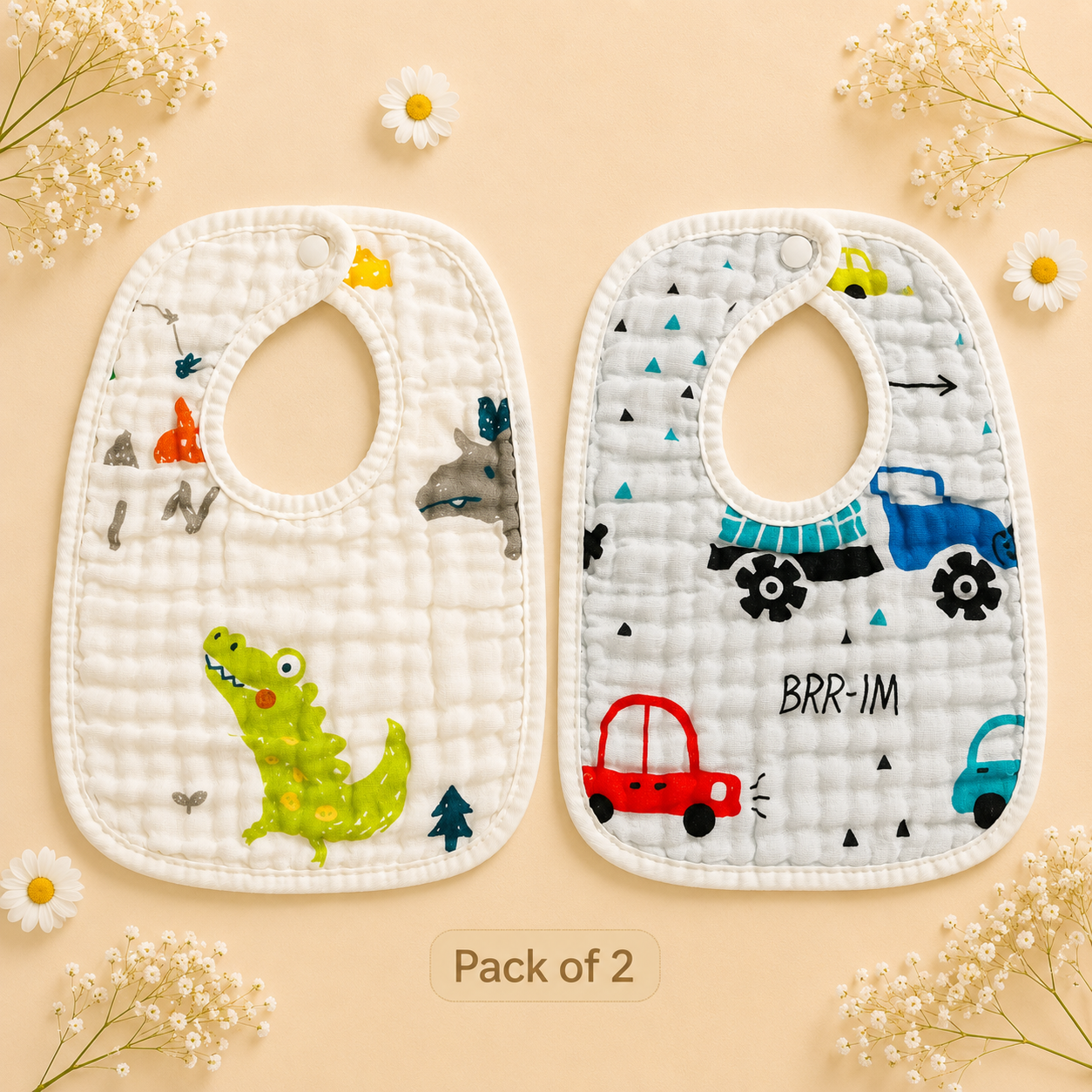 Bibs - Tractor and Dino Pack of 2