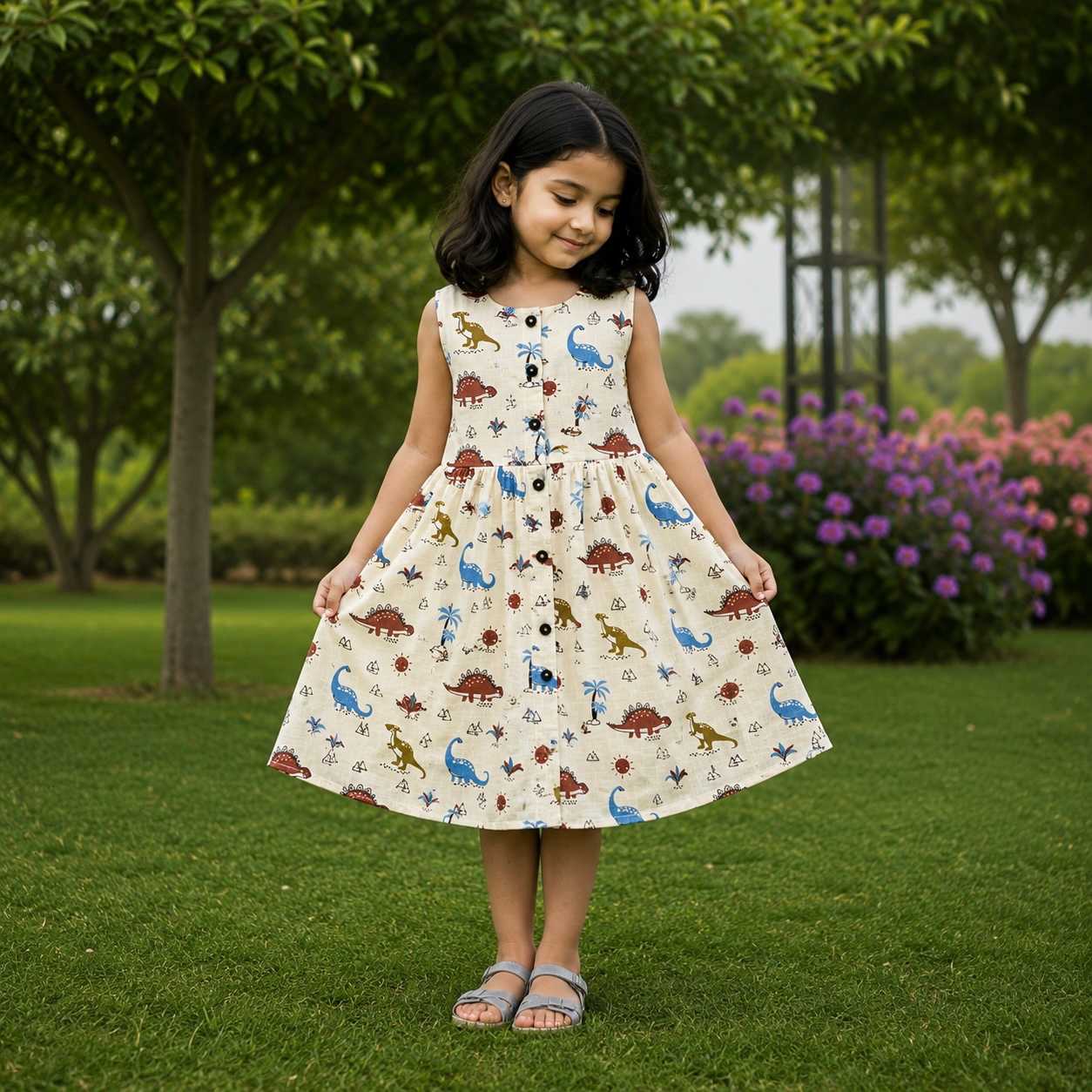 Sleeveless Frock- Dino