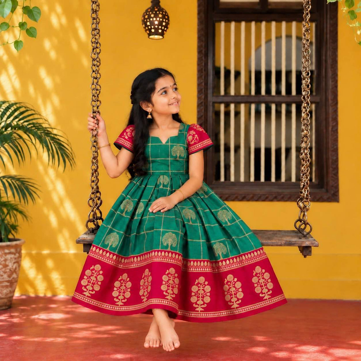 Teal Rosebud Ethnic Frock