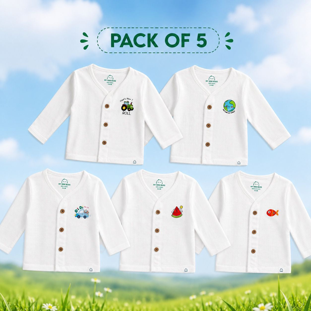 Muslin full sleeve Jabla- Pack of_5
