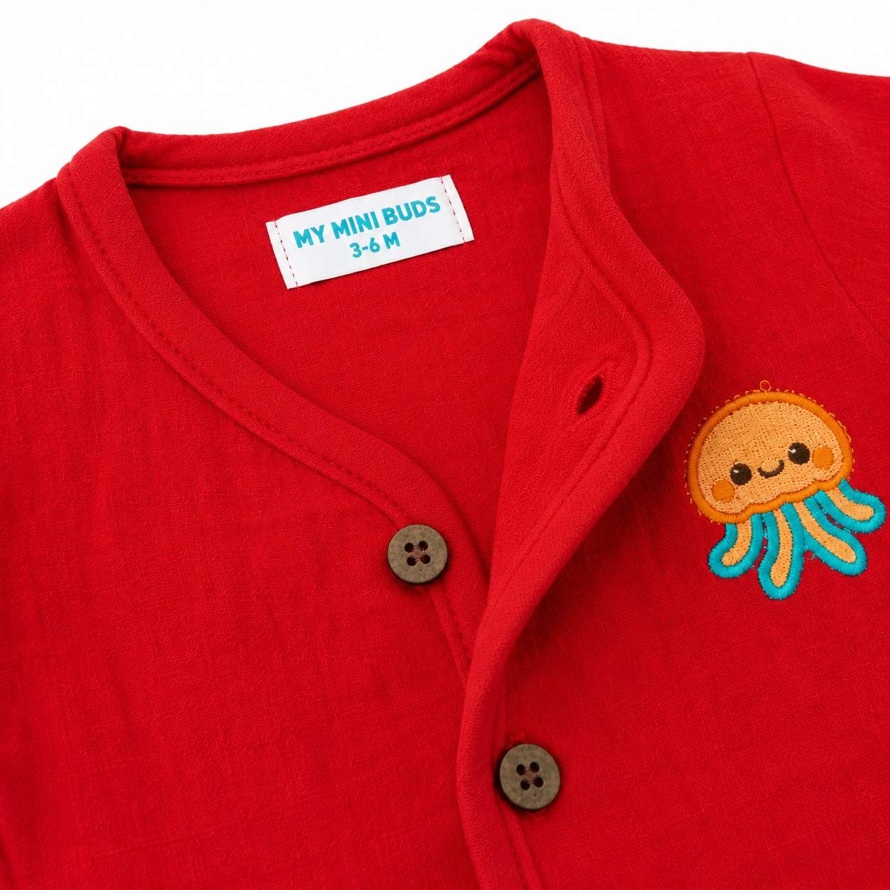Muslin Jabla set-Crinkle- Red jellyfish