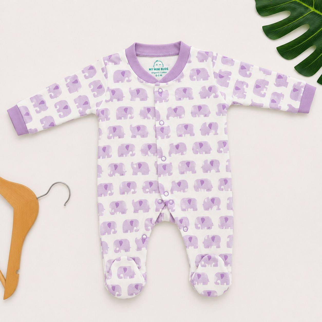 Purple elephant - Sleep Suit