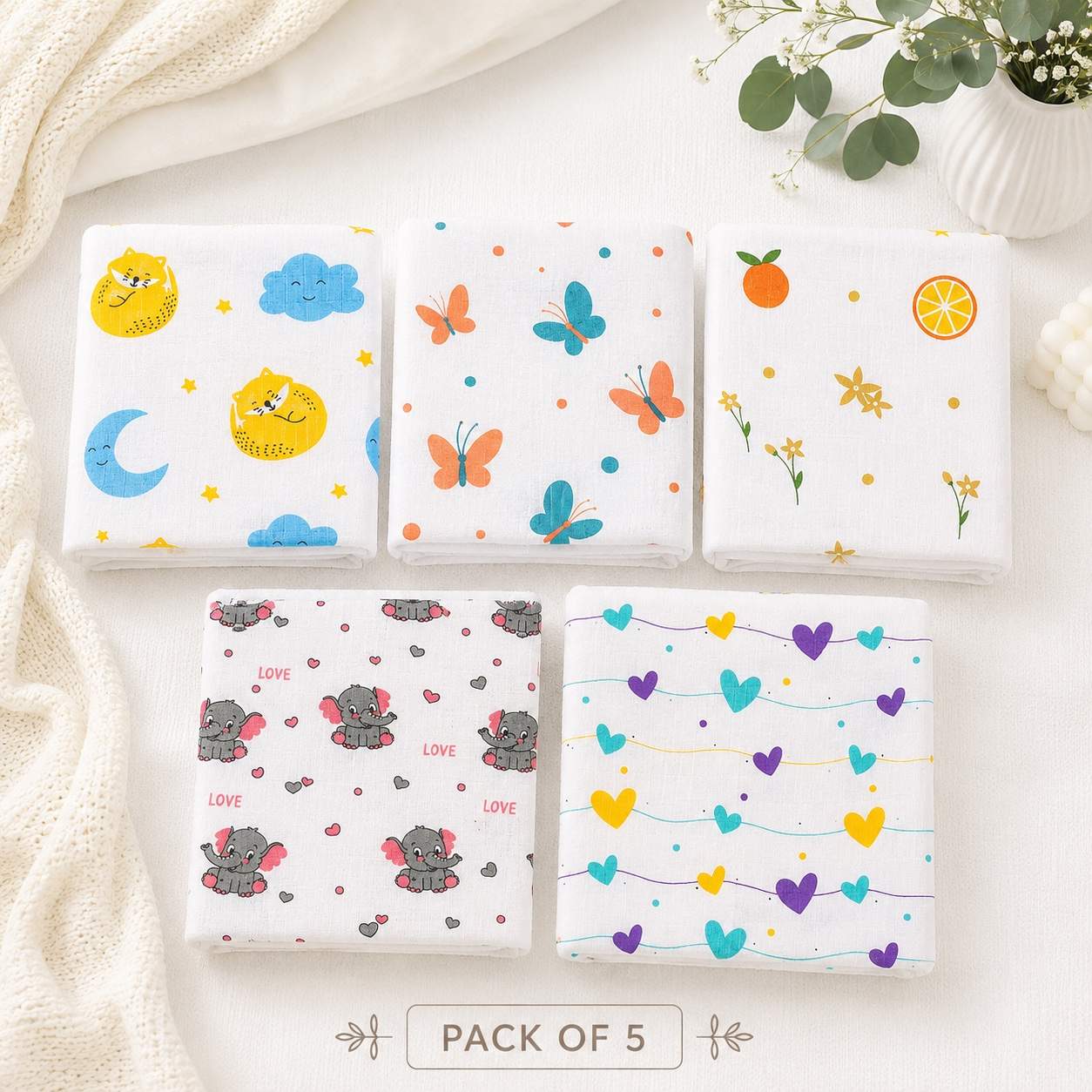 Pack of 5 (Assorted) - Swaddle_ Save 5%_Frist Combo