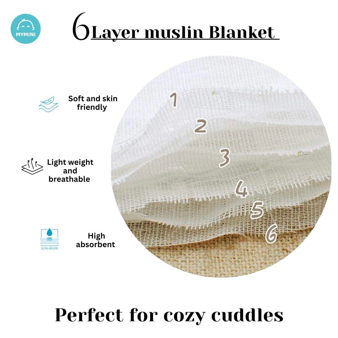 Fox &Rabbit- 6 Layer Muslin crinkle Blanket -110*110cm