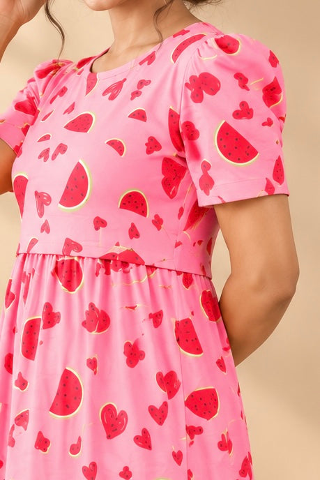 Pink Watermelon Hearts Maternity Zipless Maxi.
