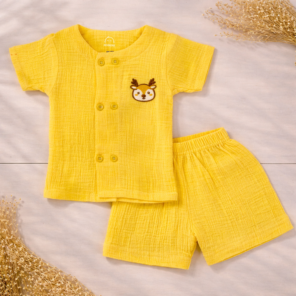 Muslin coords set-Crinkle- Yellow Deer