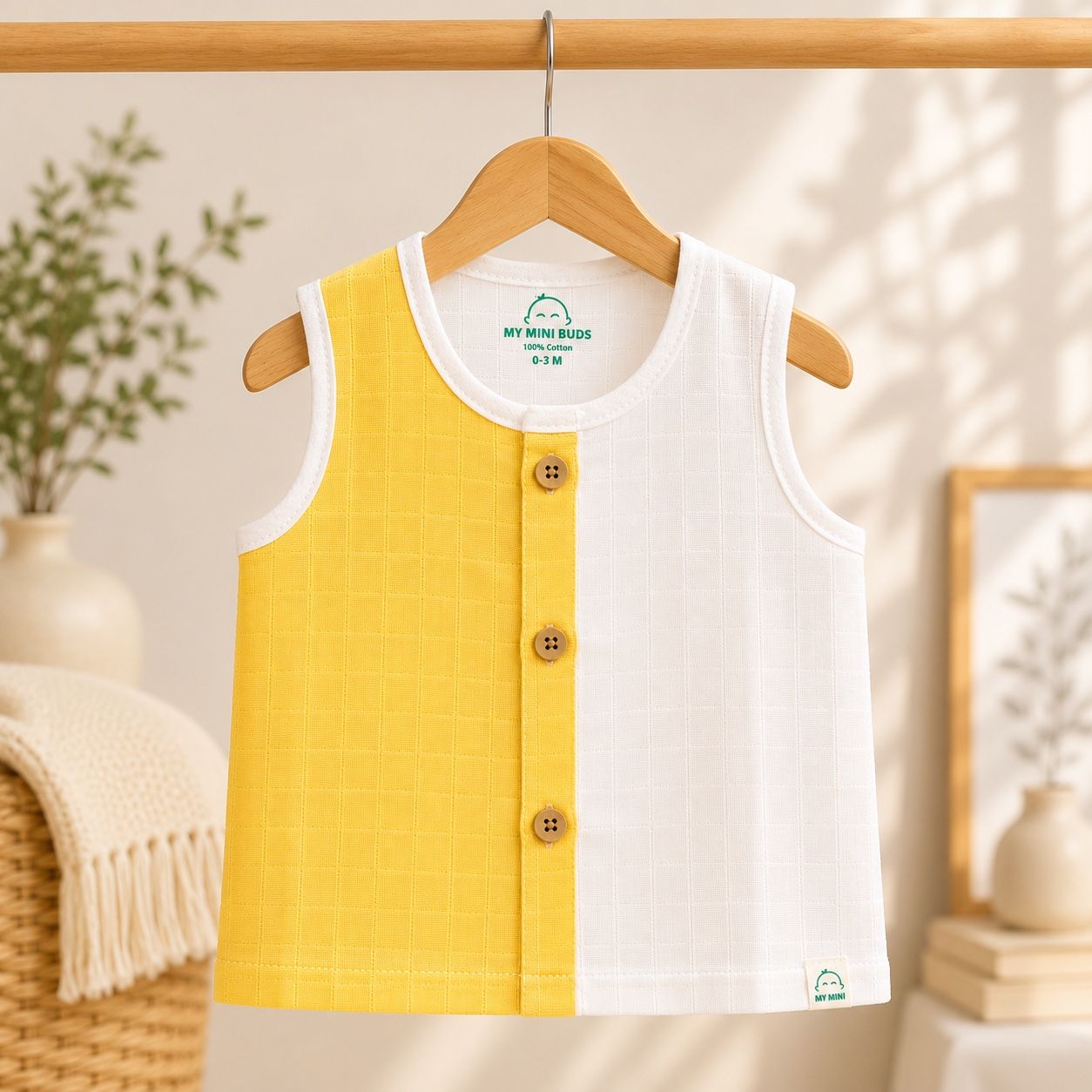 Muslin Button Jabla-Yellow Pannel