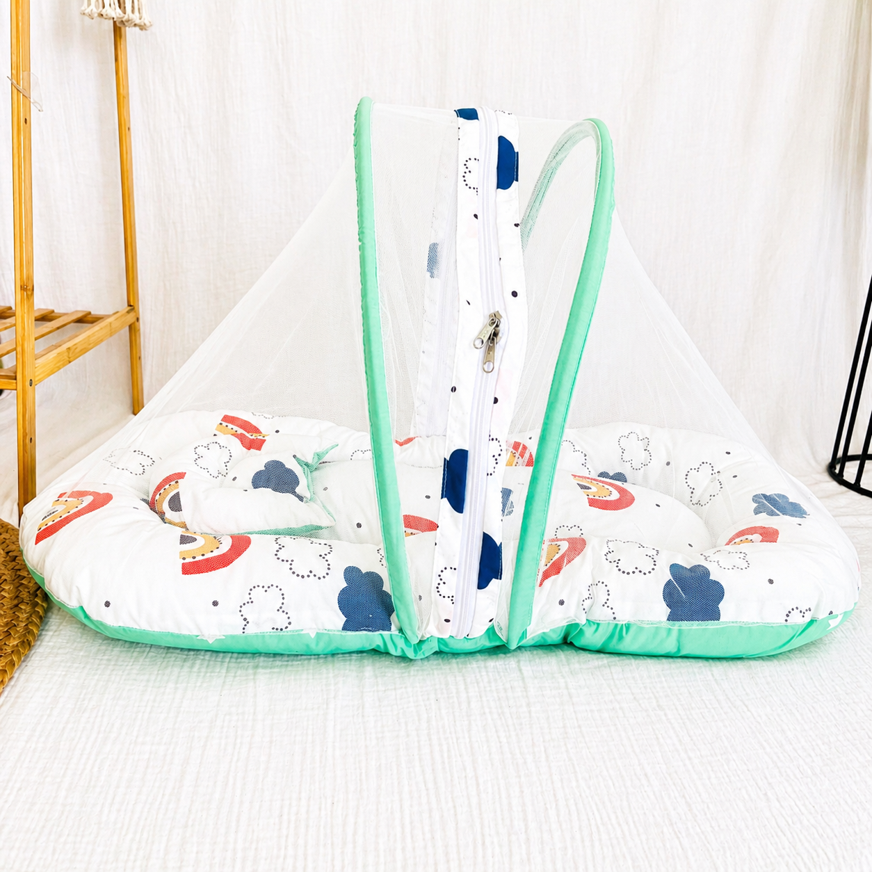 Cloud and Rainbow -New Born Bed with Net