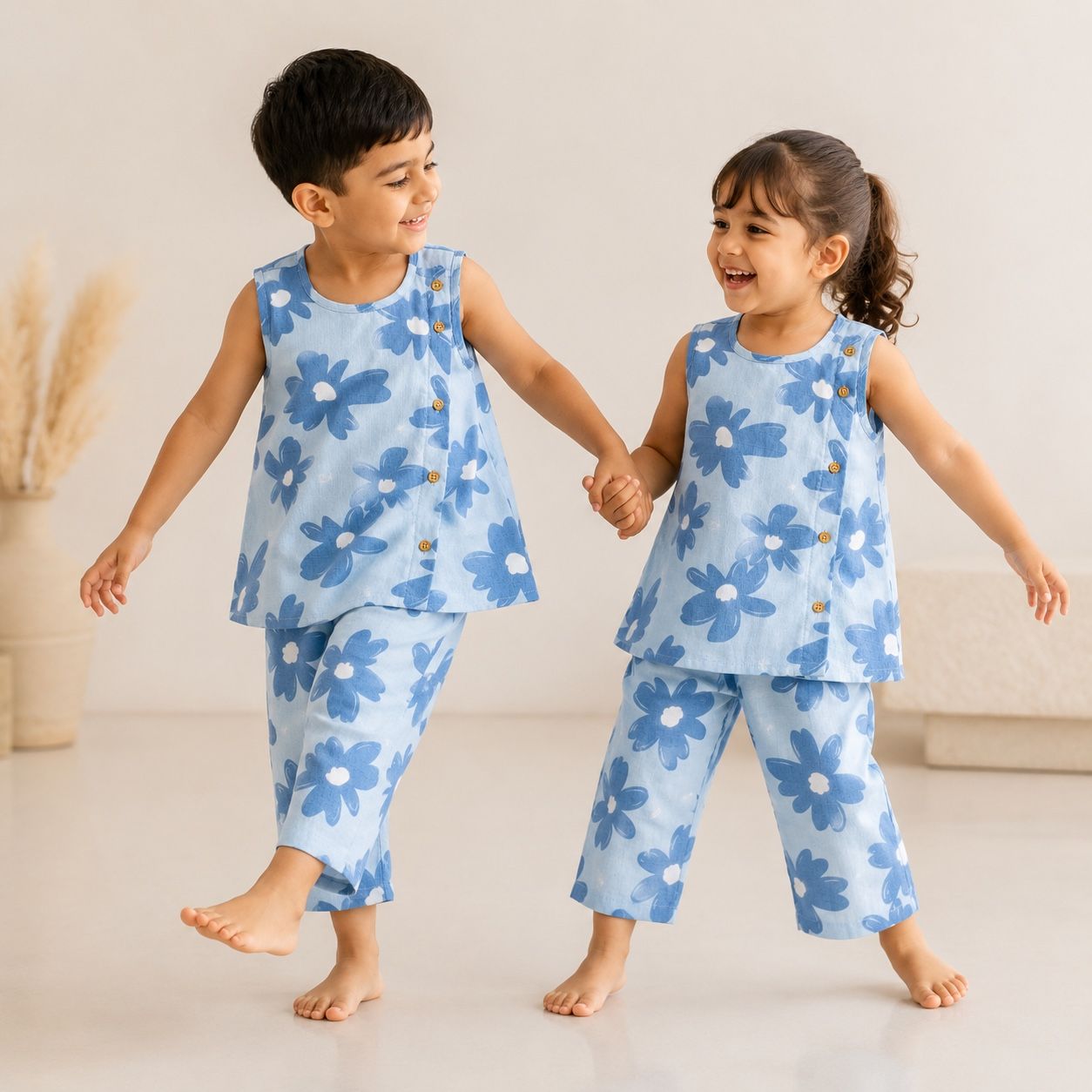Blue Floral -Co-Ord Set-muslin