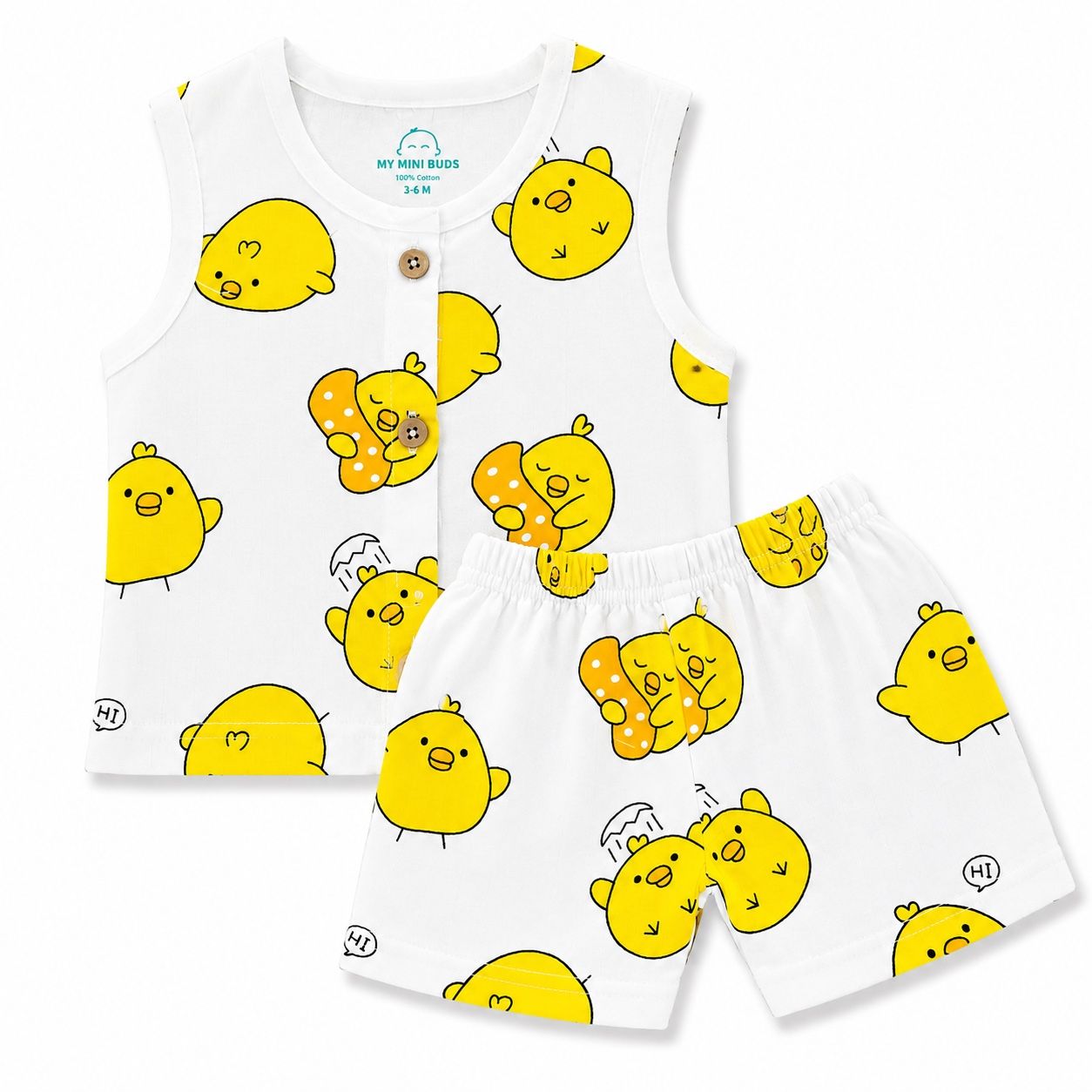 Muslin sleeveless jabla & shorts set- yellow Duck