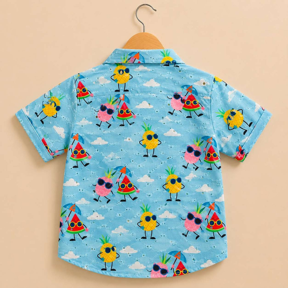 Hakoba sleeve shirt- Blue Pinapple