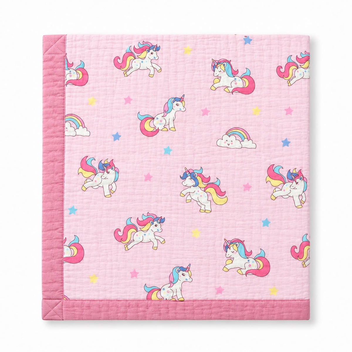 Unicorn print  - 6 Layer Crinkle Muslin Baby Blanket - 110*110cm