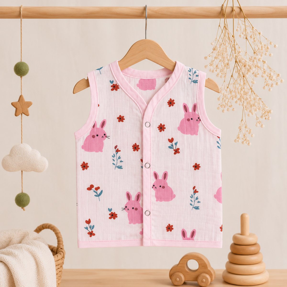 Muslin Snap Button Jabla- Rabbit