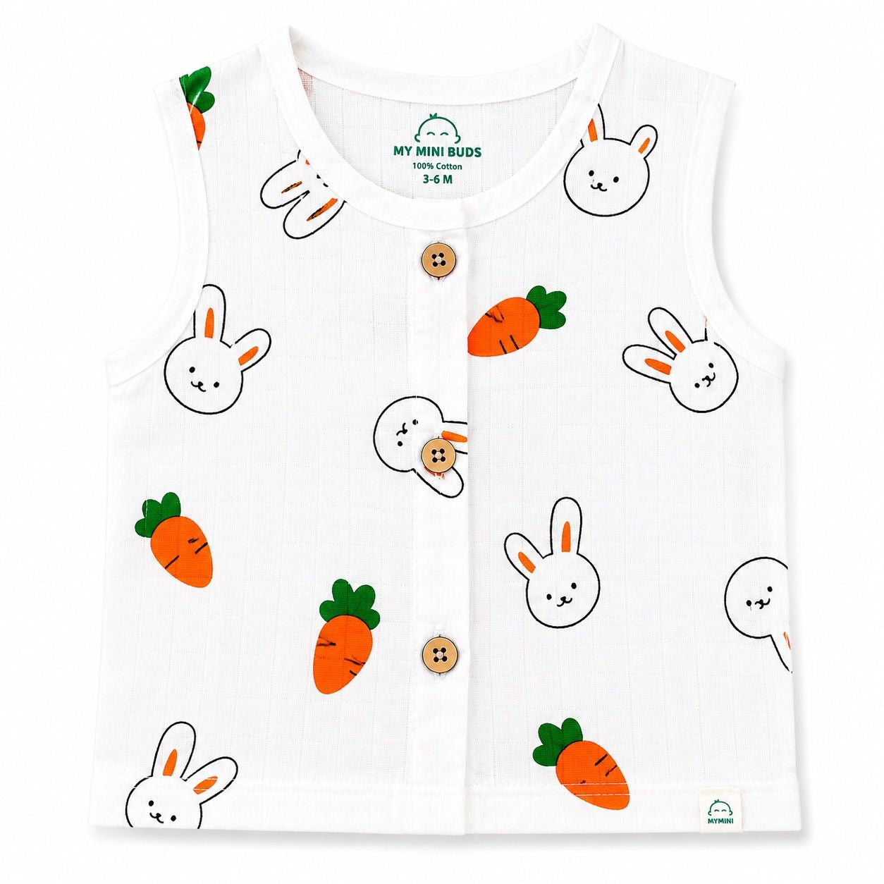 Muslin sleeveless jabla & shorts set- Carrot Print