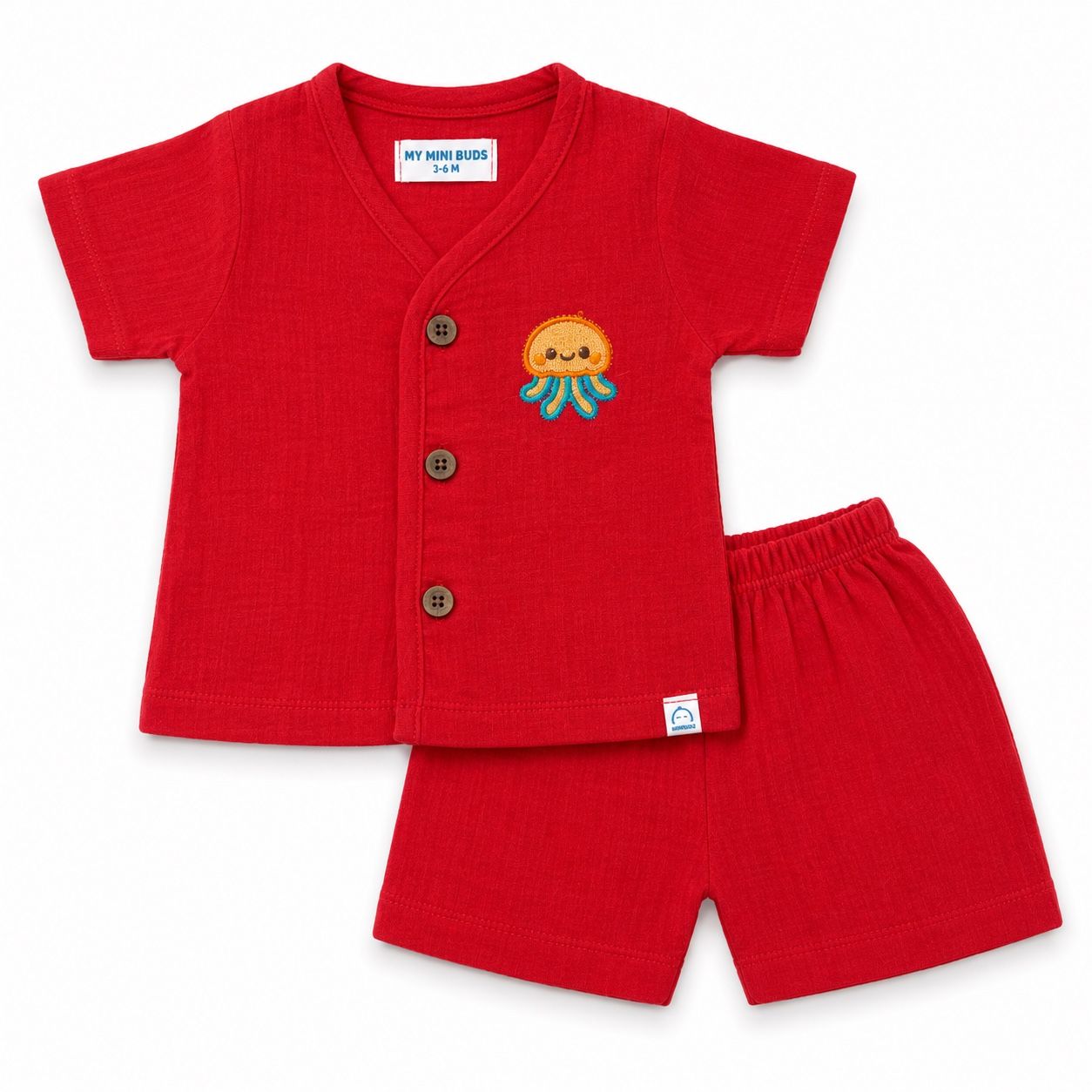 Muslin Jabla set-Crinkle- Red jellyfish