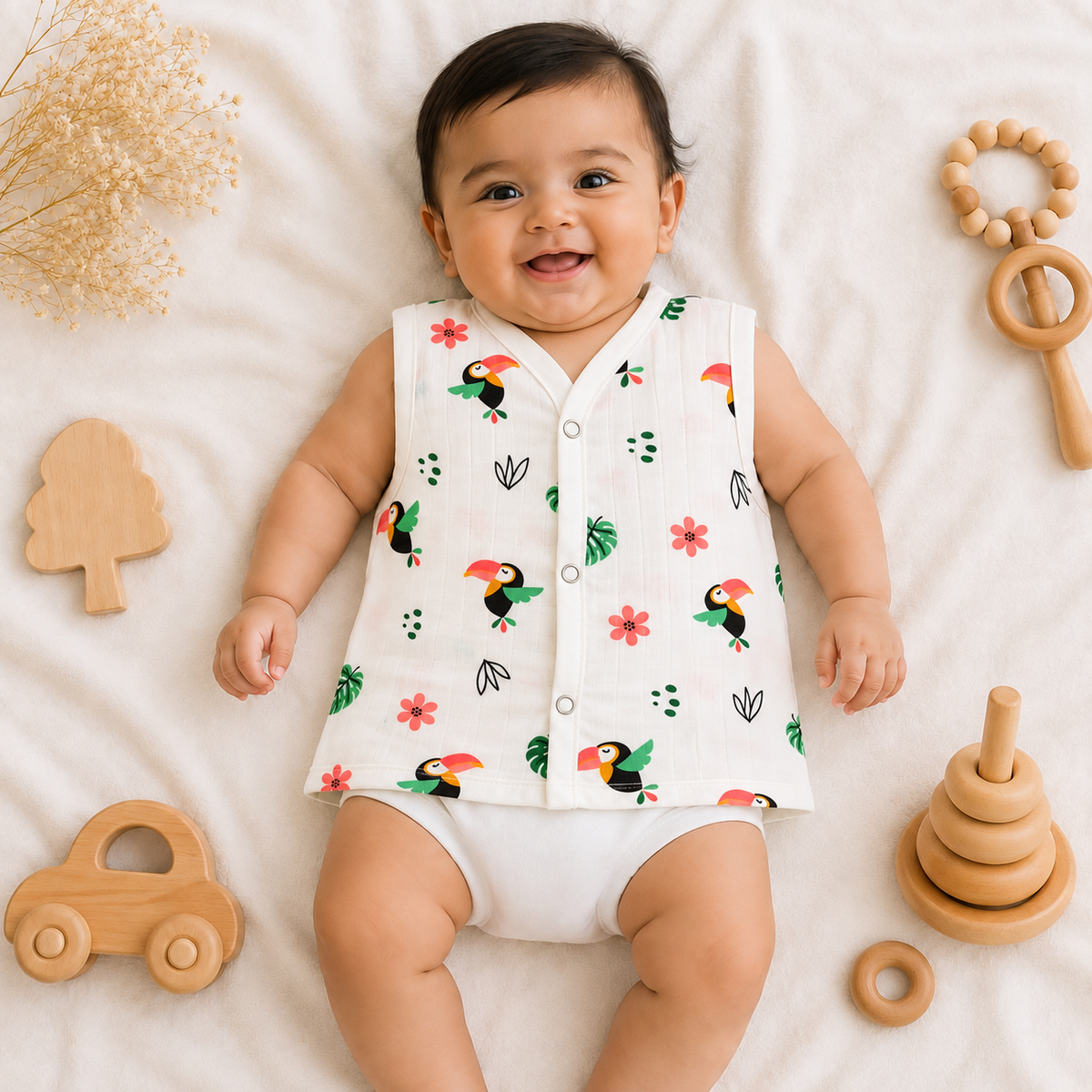 Muslin Snap Button Jabla- Toucan